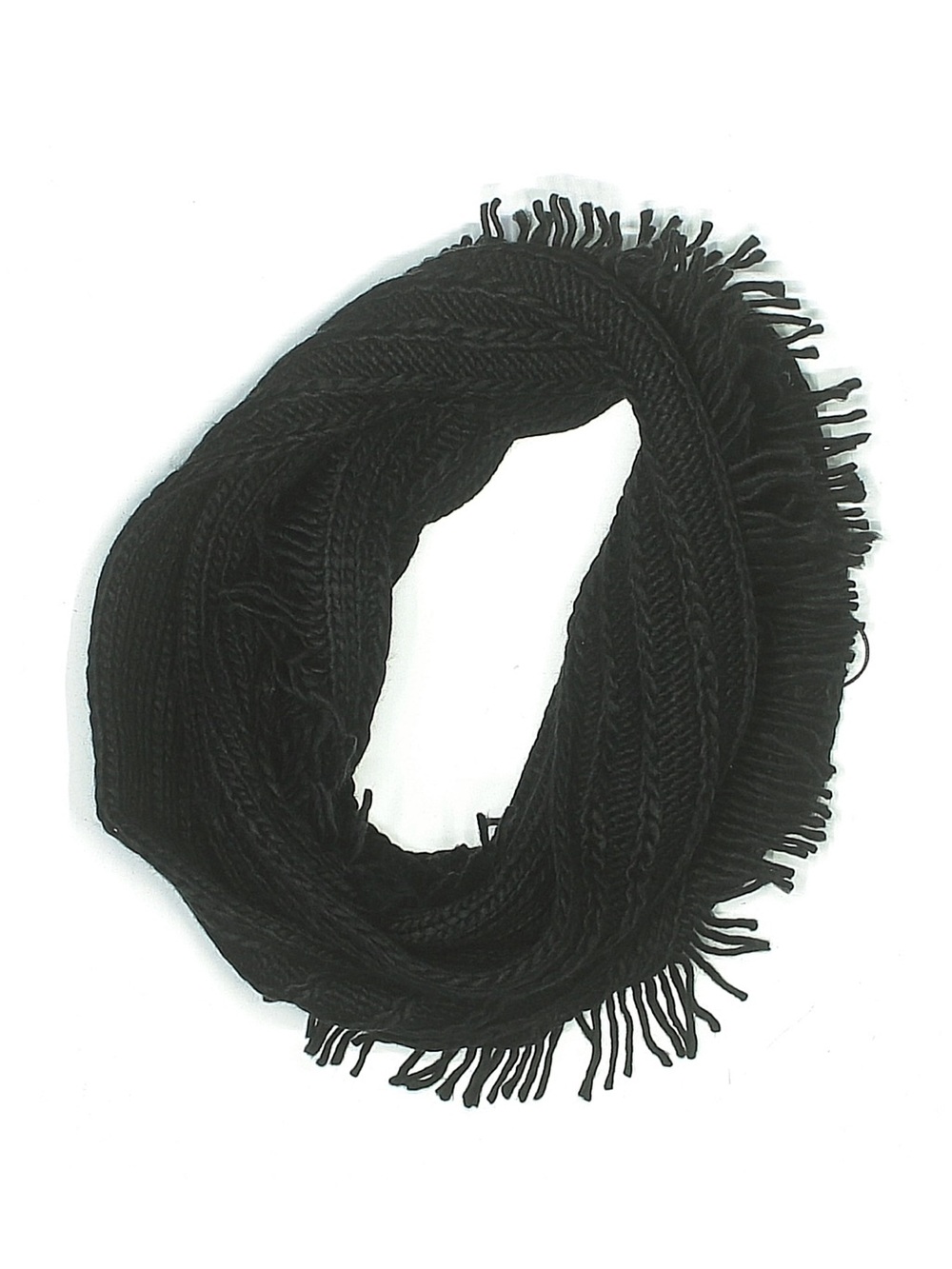 Rebecca Minkoff Black Knit Fringe Infinity Scarf